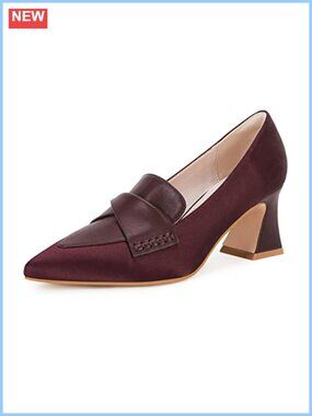 Kitten Heel Pointed Toe Slip On Dress Pumps Stitching Office Work Shoes